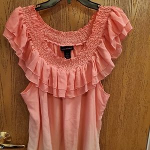 Lane Bryant Peach Ombre Sleeveless Ruffled Top
